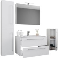 5-tlg. Waschplatz "Badinos 2 Schubfächer" 60 cm | Mit Spiegelschrank und Midi- / Hochschrank Weiß 5-tlg. Waschplatz "Badinos 2 Schubfächer" 60 cm | Mit Spiegelschrank und Midi- / Hochschrank Weiß von VCM
