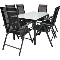 Alu-Gartenset 140 Mattglas Tisch + 6 Stühle von VCM