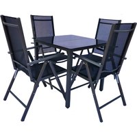 Alu-Gartenset 140 Schwarzglas Tisch + 4 Stühle Alu-Gartenset 140 Schwarzglas Tisch + 4 Stühle von VCM