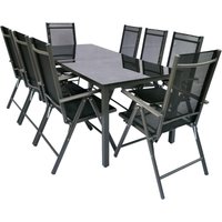 Alu-Gartenset 189 Schwarzglas Tisch + 8 Stühle Alu-Gartenset 189 Schwarzglas Tisch + 8 Stühle von VCM