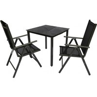 Alu-Gartenset 80 Schwarzglas Tisch + 2 Stühle Alu-Gartenset 80 Schwarzglas Tisch + 2 Stühle von VCM
