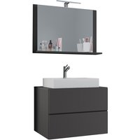 Badblock Lendas M 80cm Unterschrank + Spiegel Anthrazit von VCM