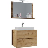 Badblock Lendas M 80cm Unterschrank + Spiegel Honig-Eiche von VCM