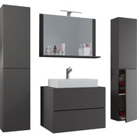 Badblock Lendas XL 60cm Unterschrank + Spiegel + 2 Seitenschränke Anthrazit von VCM
