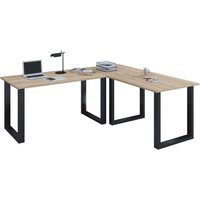 Eck-Schreibtisch "Lona" 220x220x80 U-Füße Sonoma-Eiche/Schwarz von VCM