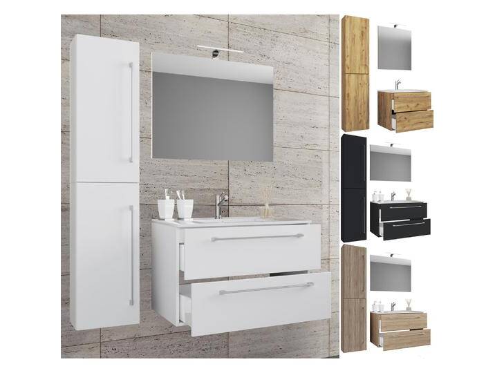 VCM, Badmöbelset, 4.-tlg. Waschplatz Waschtisch Badinos 2 Schubladen Spiegel von VCM