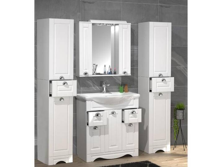 VCM, Badmöbelset, 5-tlg. Waschplatz Waschtisch Breite 75 cm Badmöbel Set Waschbecken Spiegelschrank Hochschrank VCM, Badmöbelset, 5-tlg. Waschplatz Waschtisch Breite 75 cm Badmöbel Set Waschbecken Spiegelschrank Hochschrank von VCM