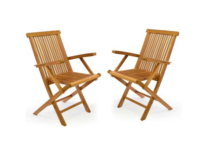 VCM, Gartenstühle, 2er Set Gartenstuhl Armlehne Stuhl Teak Holz klappbar massiv behandelt VCM, Gartenstühle, 2er Set Gartenstuhl Armlehne Stuhl Teak Holz klappbar massiv behandelt von VCM