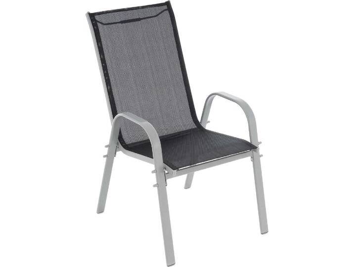 VCM, Gartenstühle, 4er Set Stapelstuhl Rahmen hellgrau Textilene schwarz Gartenstuhl Stapelsessel VCM, Gartenstühle, 4er Set Stapelstuhl Rahmen hellgrau Textilene schwarz Gartenstuhl Stapelsessel von VCM