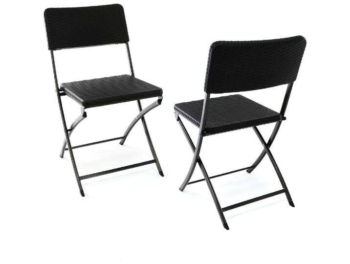 VCM, Gartenstühle, Klappstuhl 2er Set schwarz in Rattan-Optik Gartenstuhl Balkonstuhl 80 x 40 cm VCM, Gartenstühle, Klappstuhl 2er Set schwarz in Rattan-Optik Gartenstuhl Balkonstuhl 80 x 40 cm von VCM