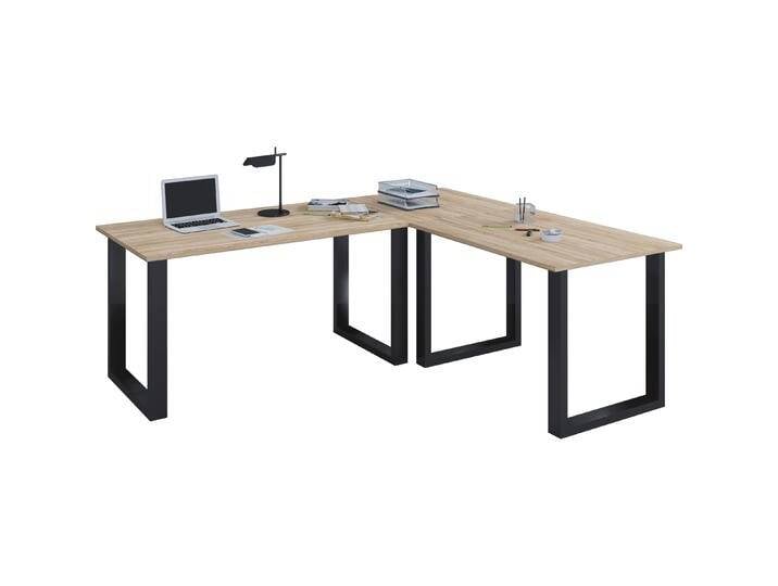 VCM, Schreibtisch, Büromöbel Eckschreibtisch Lona Tiefe 80 cm U Alu Schwarz (220 x 80 x 76 cm) von VCM