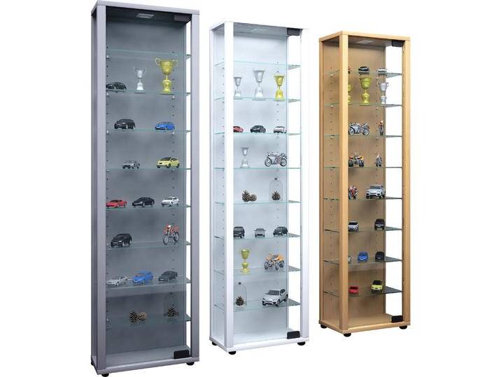 VCM, Vitrine + Buffetschrank, Sammel Stand Vitrine Holz Glas Edana Maxi (33 x 18 x 115 cm) von VCM
