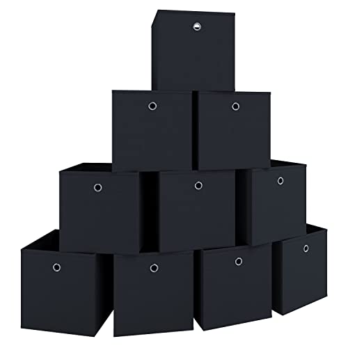 VCM 10er Set Faltbox | Klappbox Stoff Kiste | Faltschachtel | Maße ca. H. 28 x B. 27 x T. 27 cm | Regalbox - Boxas Schwarz von VCM
