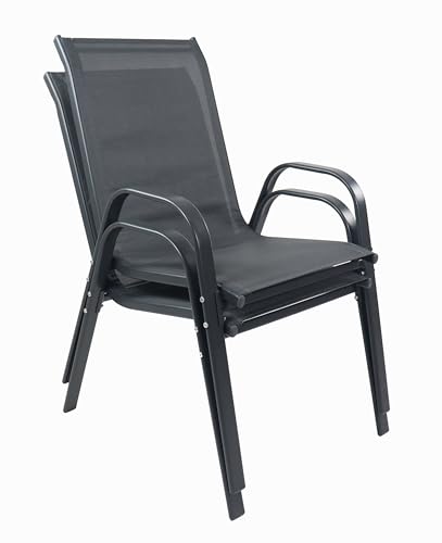 VCM 2-TLG. Set Gartenstuhl | Gartenstuhl stapelbar | Maße ca. H. 89 x B. 56 x T. 73 cm | Gartenstühle | Gartenmöbel - Sonlas Anthrazit von VCM