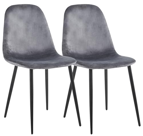VCM 2er Esszimmerstühle skandinavischer gepolsterter Küchenstuhl Stühle Esszimmer Esstischtisch Rückenlehne Fiolo Hellgrau von VCM