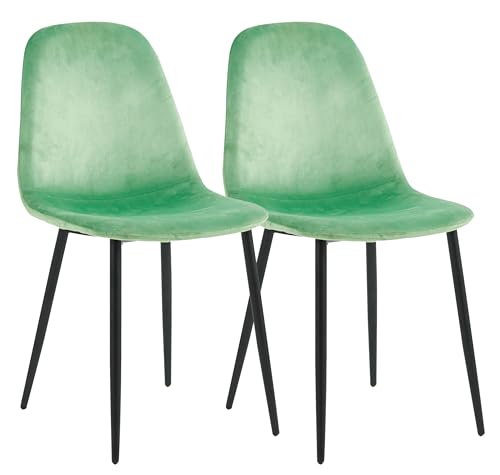 VCM 2er Set Esszimmerstühle | skandinavischer gepolsterter Küchenstuhl Stühle Esszimmer Esstischtisch Rückenlehne Fiolo Mint von VCM