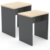 2er Set Hocker "Esal" Anthrazit/Honig-Eiche 2er Set Hocker "Esal" Anthrazit/Honig-Eiche von VCM