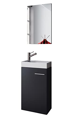VCM 3-TLG Set | Waschplatz für Gäste WC | Maße ca. H. 128 x B. 41 x T. 22 | Griff aus edlem Relinggriff | Waschplatz - Garla Schwarz VCM 3-TLG Set | Waschplatz für Gäste WC | Maße ca. H. 128 x B. 41 x T. 22 | Griff aus edlem Relinggriff | Waschplatz - Garla Schwarz von VCM