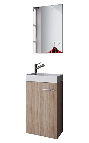 VCM 3-TLG Set | Waschplatz für Gäste WC | Maße ca. H. 128 x B. 41 x T. 22 | Griff aus edlem Relinggriff | Waschplatz - Garla Sonoma-Eiche VCM 3-TLG Set | Waschplatz für Gäste WC | Maße ca. H. 128 x B. 41 x T. 22 | Griff aus edlem Relinggriff | Waschplatz - Garla Sonoma-Eiche von VCM