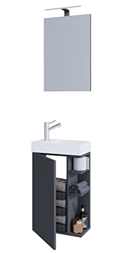 3-TLG Set | Waschplatz für Gäste WC | Gästebad Toilette | Waschtisch mit Spiegel | Badmöbel Badezimmer Set – Lumia von VCM