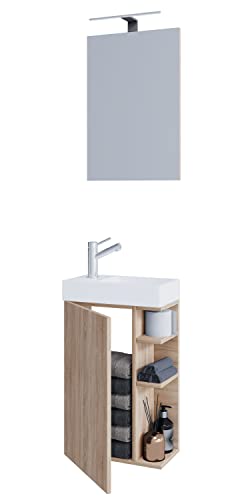 3-TLG Set | Waschplatz für Gäste WC | Gästebad Toilette | Waschtisch mit Spiegel | Badmöbel Badezimmer Set – Lumia von VCM