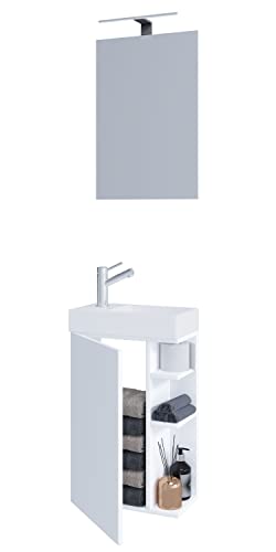 3-TLG Set | Waschplatz für Gäste WC | Gästebad Toilette | Waschtisch mit Spiegel | Badmöbel Badezimmer Set – Lumia von VCM