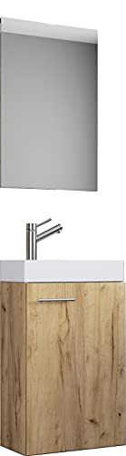 VCM 3-TLG Set | Waschplatz für Gäste WC | Gästebad | Waschtisch | Badezimmer Set - Slito SP Honig-Eiche von VCM