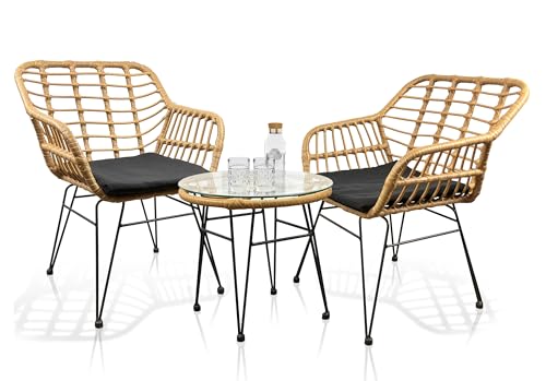 VCM 3-TLG Gartenmöbel Set | Sitzgruppe Essgruppe | 1x Tisch, 2X Loungestühle | Tisch Maße ca. H. 42 x B. 45 x T. 45 cm | Maße pro Stuhl ca. H. 79 x B. 57 x T. 52 cm | Lounge Set - Ragali VCM 3-TLG Gartenmöbel Set | Sitzgruppe Essgruppe | 1x Tisch, 2X Loungestühle | Tisch Maße ca. H. 42 x B. 45 x T. 45 cm | Maße pro Stuhl ca. H. 79 x B. 57 x T. 52 cm | Lounge Set - Ragali von VCM