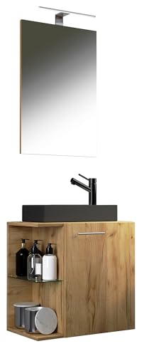3-TLG Set | Waschplatz für Gäste WC | Gästebad | Waschtisch mit Spiegel | Badezimmer Set – Hausa SC-BL 3-TLG Set | Waschplatz für Gäste WC | Gästebad | Waschtisch mit Spiegel | Badezimmer Set – Hausa SC-BL von VCM
