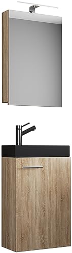 VCM 3-TLG Set | Waschplatz für Gäste WC | Gästebad | Waschtisch mit Spiegelschrank | Badezimmer Set – Slito SC-BL Sonoma-Eiche VCM 3-TLG Set | Waschplatz für Gäste WC | Gästebad | Waschtisch mit Spiegelschrank | Badezimmer Set – Slito SC-BL Sonoma-Eiche von VCM