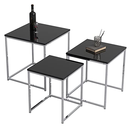 VCM 3-TLG. Set Beistelltisch | Couchtisch schlicht | Sofatisch aus Metall und MDF | Kaffeetisch - Glisal von VCM