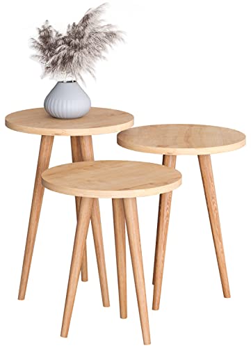 VCM 3-TLG. Set Beistelltisch | Tisch im schlichten Design | Maße ca. H. 42/47/52 x B. 34 x T. 34 cm | Wohnzimmertisch - Barilo von VCM