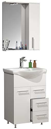 VCM 3-TLG. Waschplatz | Waschtisch Unterschrank 55 cm | Badmöbel Set mit Waschbecken und Spiegelschrank | praktische Schubladen | Komplettset Lisalo L VCM 3-TLG. Waschplatz | Waschtisch Unterschrank 55 cm | Badmöbel Set mit Waschbecken und Spiegelschrank | praktische Schubladen | Komplettset Lisalo L von VCM