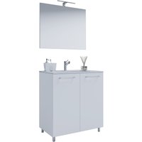 3-tlg. Stand-Waschplatz "Badinos 2 Türen" 80cm | Mit Spiegel Weiß von VCM
