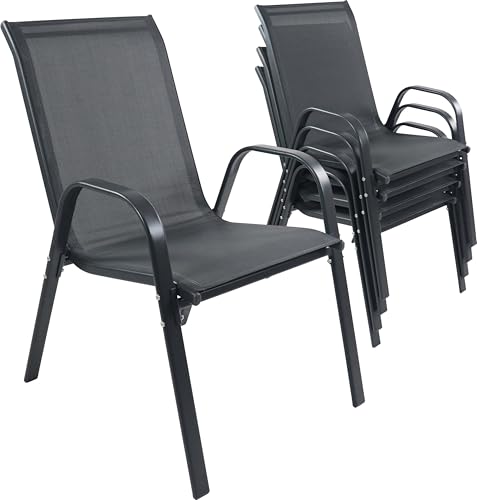 VCM 4-TLG. Set Gartenstuhl | Gartenstuhl stapelbar | Maße ca. H. 89 x B. 56 x T. 73 cm | Gartenstühle | Gartenmöbel - Sonlas Anthrazit von VCM