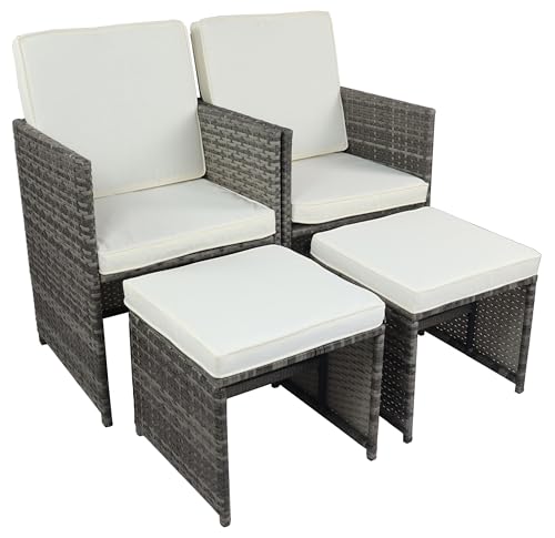VCM 4-TLG. Set Gartenstuhl | Loungestuhl Sessel | Maße pro Stuhl ca. H. 84 x B. 53 x T. 53 cm | Rattan | Balkonstuhl mit Sitzkissen - Raloso VCM 4-TLG. Set Gartenstuhl | Loungestuhl Sessel | Maße pro Stuhl ca. H. 84 x B. 53 x T. 53 cm | Rattan | Balkonstuhl mit Sitzkissen - Raloso von VCM