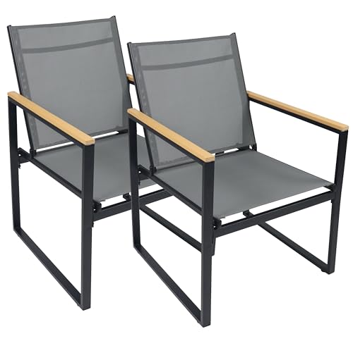 VCM 4-TLG. Set Gartenstuhl | Loungestuhl bietet hohen Sitzkomfort| Maße ca. H. 83 x B. 54 x T. 65 cm | Gartenstühle | Gartenmöbel Anthrazit von VCM
