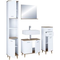 4-tlg. Badmöbelset Badezimmer Set "Landos I" Weiß/Honig-Eiche 4-tlg. Badmöbelset Badezimmer Set "Landos I" Weiß/Honig-Eiche von VCM