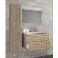4-tlg. Waschplatz Badinos 60 cm Spiegel + Hochschrank Sonoma-Eiche 4-tlg. Waschplatz Badinos 60 cm Spiegel + Hochschrank Sonoma-Eiche von VCM