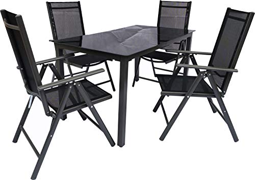 VCM 5-TLG Gartenmöbel Set | Sitzgruppe Essgruppe | 1xTisch, 4X Stühle | Tisch Maße ca. H. 76 x B. 140 x T. 80 cm | Garten Set – Stühle 140 SW Schwarz VCM 5-TLG Gartenmöbel Set | Sitzgruppe Essgruppe | 1xTisch, 4X Stühle | Tisch Maße ca. H. 76 x B. 140 x T. 80 cm | Garten Set – Stühle 140 SW Schwarz von VCM