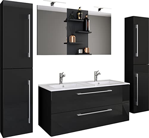 VCM 5-TLG. Doppel Waschplatz 2 Waschtisch Badmöbel Set Waschbecken Budasi Spiegel Schwarz VCM 5-TLG. Doppel Waschplatz 2 Waschtisch Badmöbel Set Waschbecken Budasi Spiegel Schwarz von VCM