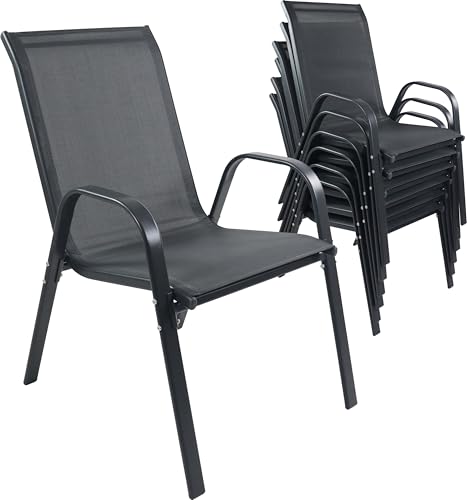 VCM 6-TLG. Set Gartenstuhl | Gartenstuhl stapelbar | Maße ca. H. 89 x B. 56 x T. 73 cm | Gartenstühle | Gartenmöbel - Sonlas Anthrazit von VCM