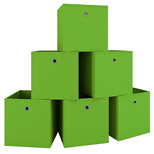 VCM 6er Set Faltbox | Klappbox Stoff Kiste | Faltschachtel | Maße ca. H. 28 x B. 27 x T. 27 cm | Regalbox - Boxas Grün von VCM