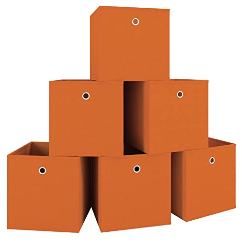 VCM 6er Set Faltbox | Klappbox Stoff Kiste | Faltschachtel | Maße ca. H. 28 x B. 27 x T. 27 cm | Regalbox - Boxas Orange von VCM