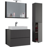 VCM Badblock Lendas L 60cm Unterschrank + Spiegel + 1 Seitenschrank Anthrazit von VCM