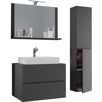 Badblock Lendas L 80cm Unterschrank + Spiegel + 1 Seitenschrank Anthrazit von VCM