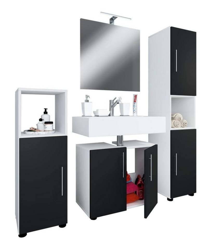 VCM Badmöbel-Set 4-tlg. Badmöbel Set Komplett Badschrank Flandu II von VCM