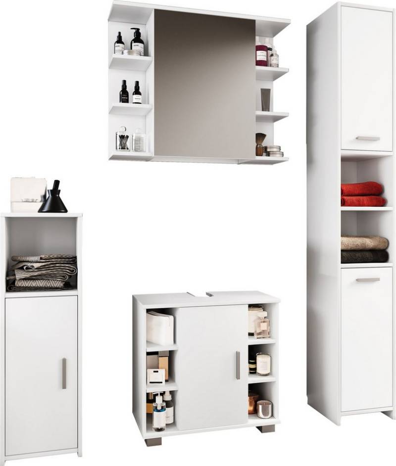 VCM Badmöbel-Set 4-tlg. Komplett Badmöbel Badschrank Set Zalo ll von VCM