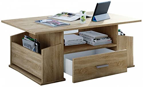 VCM Holz Beistelltisch Couchtisch Sofatisch Wohnzimmertisch Schublade Junata Sonoma-Eiche von VCM