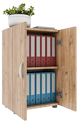 VCM Büroschrank mit 2 Fächern | moderner Aktenschrank mit Drehtüren | Maße ca. H. 74 x B. 49 x T. 34 cm - Ulas 2-Fach von VCM